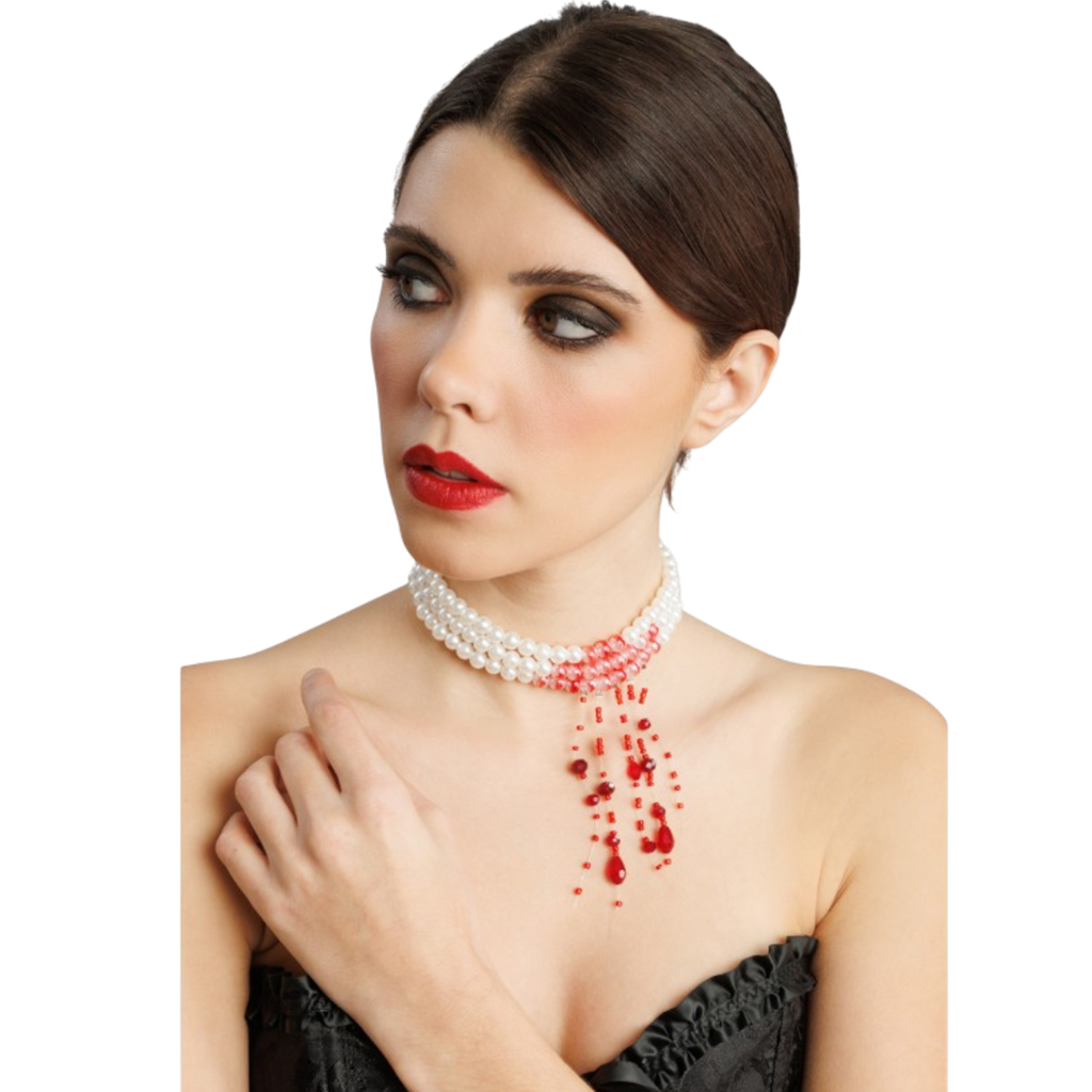 Ketting met bloederige parels – Halloween-sieraad