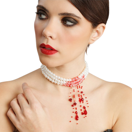 Ketting met bloederige parels – Halloween-sieraad