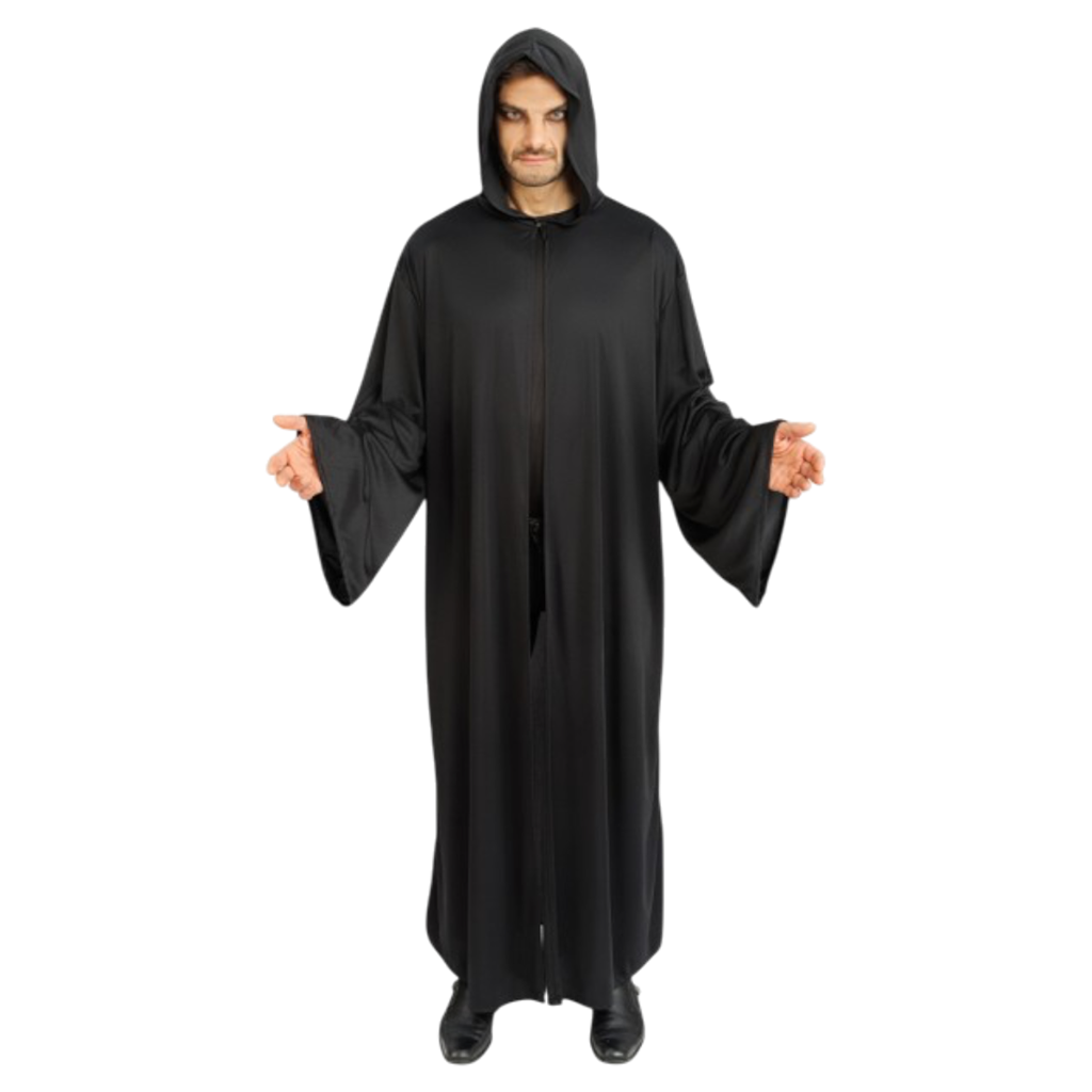 Zwarte satanische priestermantel 180 cm – Halloween-kostuum