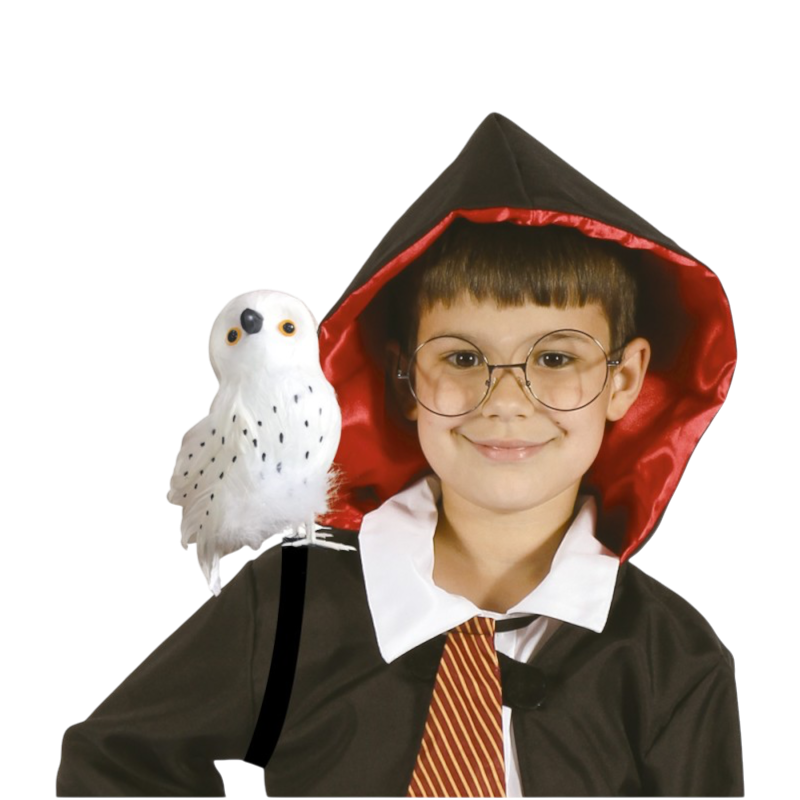 Witte uil 22 cm – Halloween-decoratie