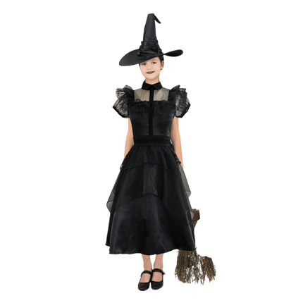 Gothic-kostuum ‘Zwarte Heks’ voor 13-15 jaar – Halloween