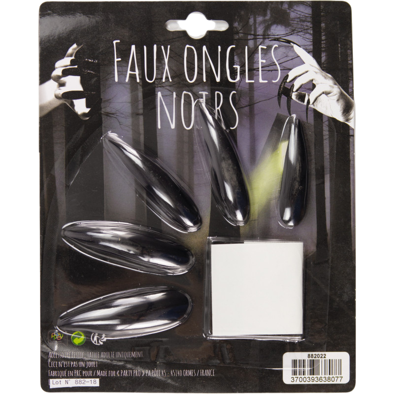 Set van 10 zwarte kunstnagels – Halloween-accessoire