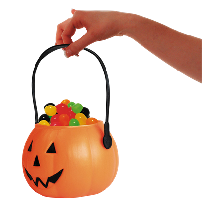 Ronde pompoenemmer – Halloween-snoepmand