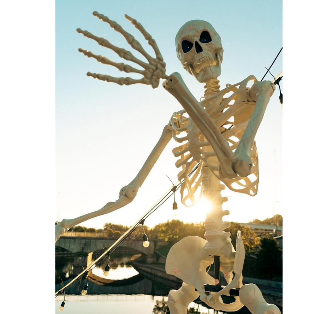 Reusachtig verlicht skelet van 3,18 m – XXL-Halloweenversiering