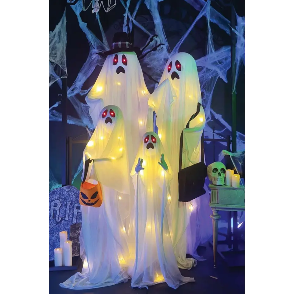 Set van 4 lichtgevende en geluidsproducerende spoken van 160 cm – Halloween-decoratie