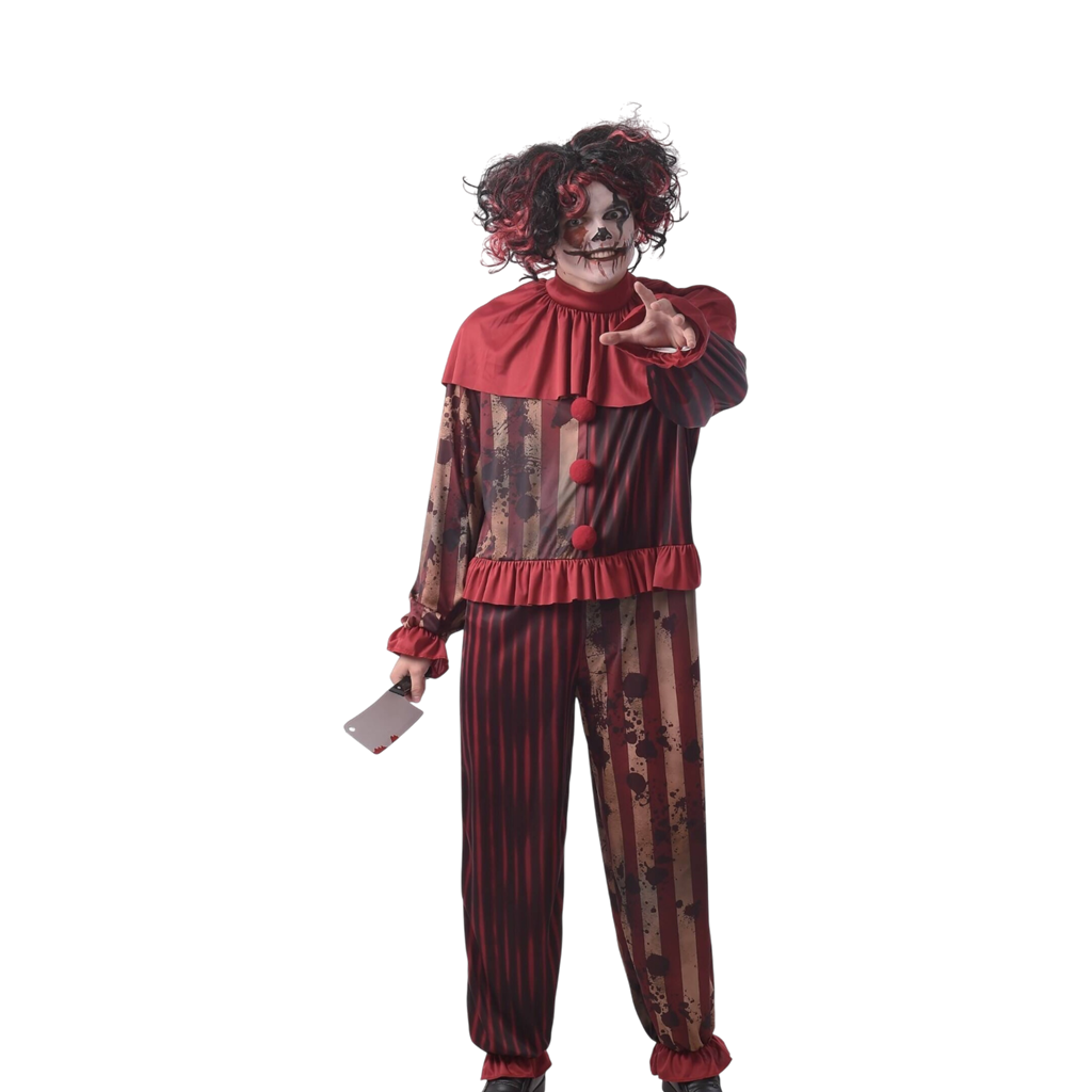 Kostuum: Duivelse moordende clown voor heren, maat L/XL – Halloween