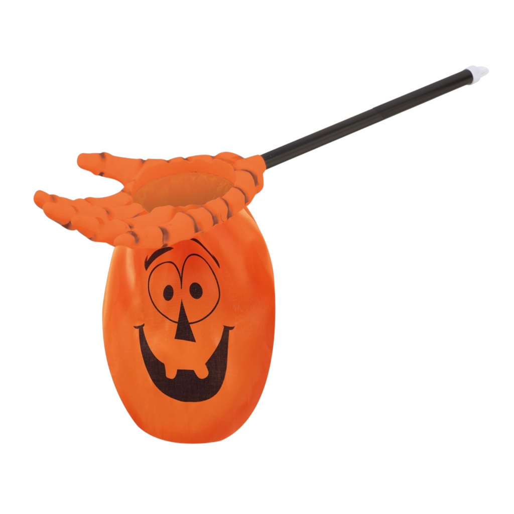 Pompoen-snoepzak met skelethand 59 cm – Halloween