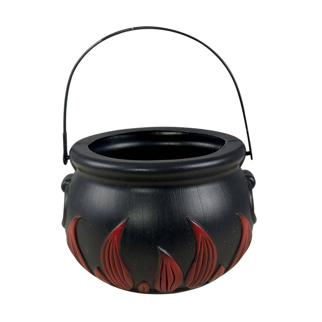 Heksenketel met vlammen, Ø 17 cm – Halloween-decoratie