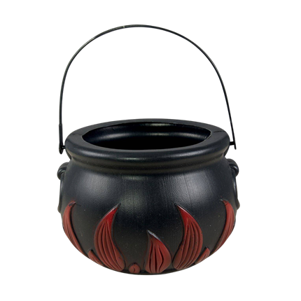 Heksenketel met vlammen, Ø 17 cm – Halloween-decoratie