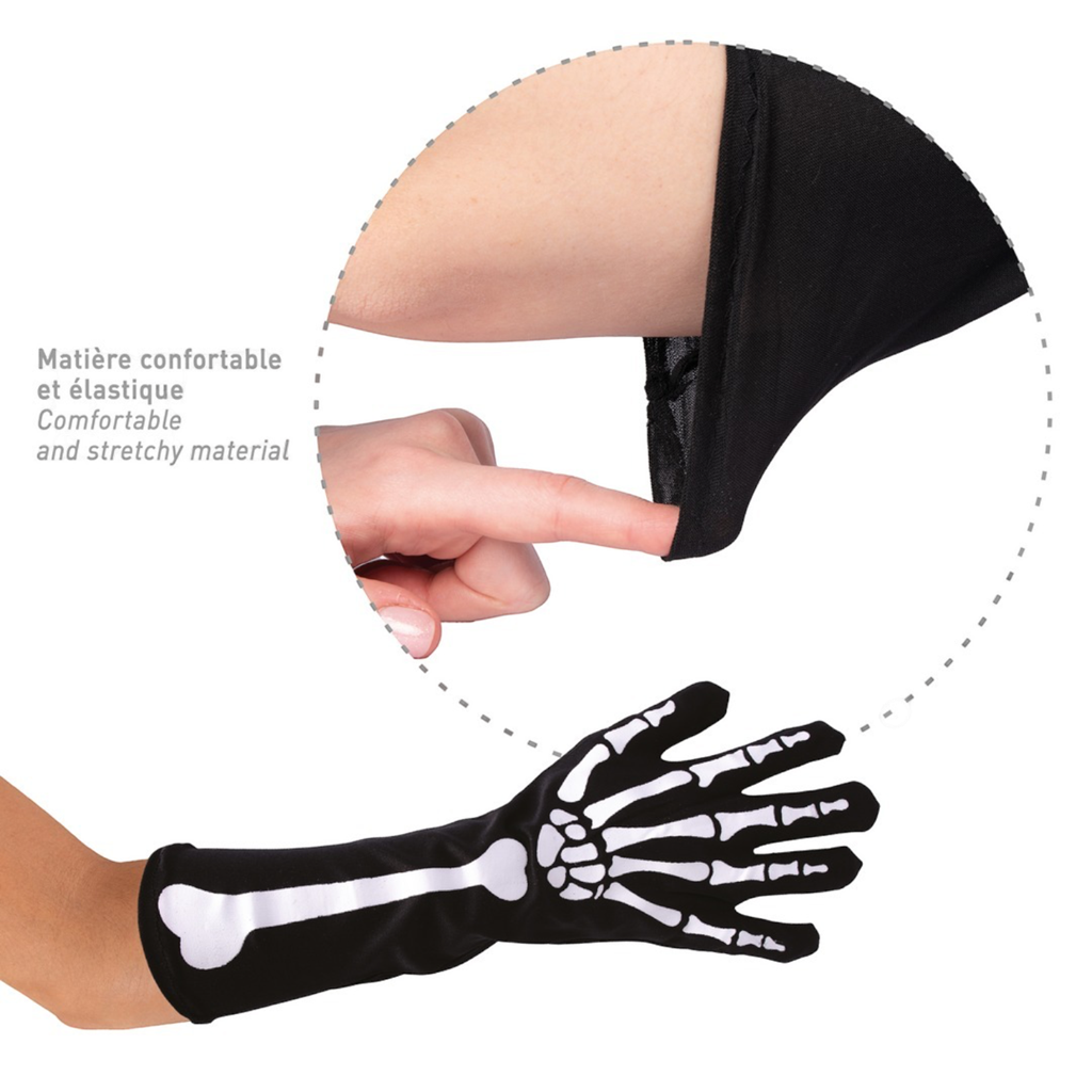 Lange skelethandschoenen 37 cm – Halloween-kostuumaccessoire