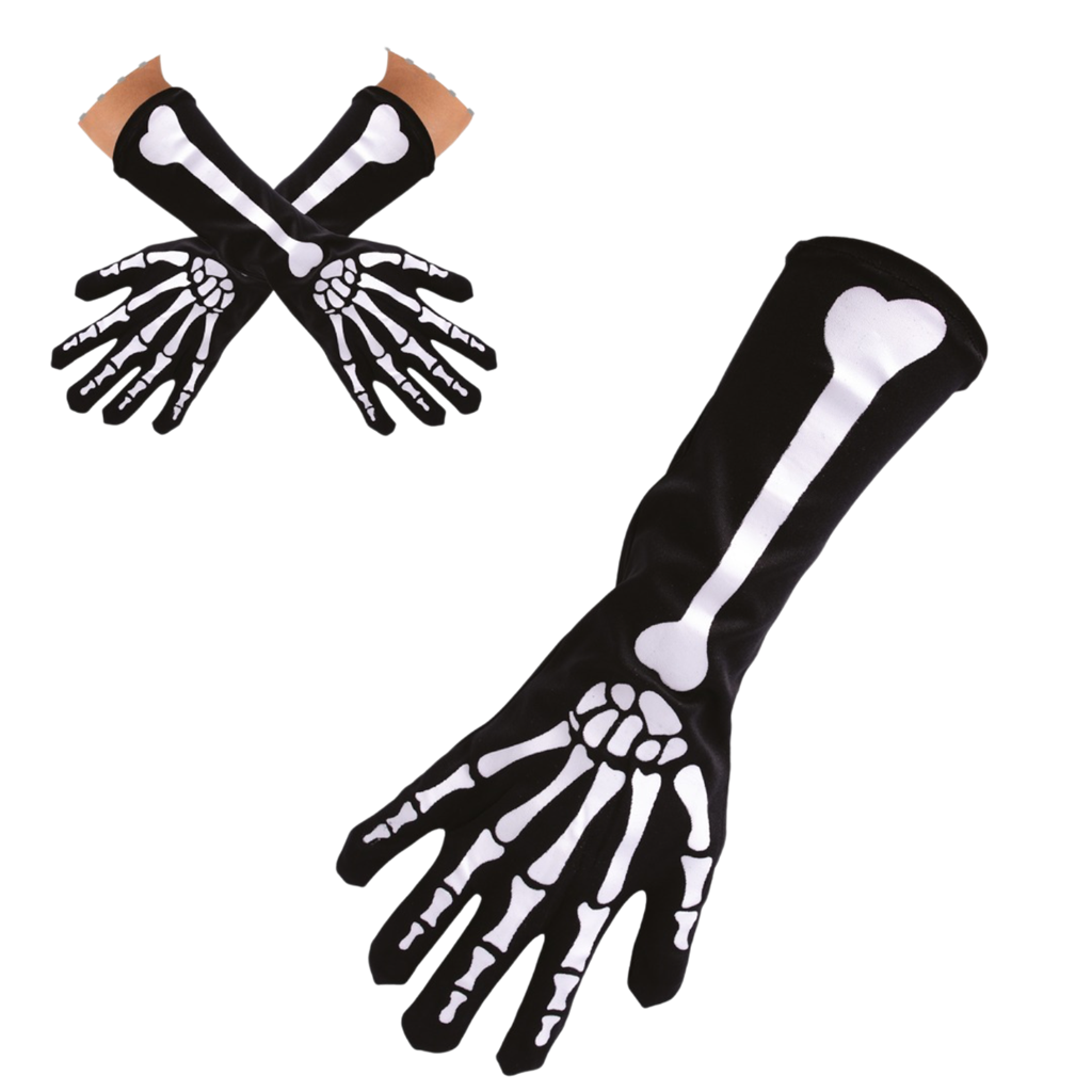 Lange skelethandschoenen 37 cm – Halloween-kostuumaccessoire
