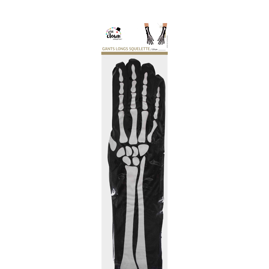 Lange skelethandschoenen 37 cm – Halloween-kostuumaccessoire