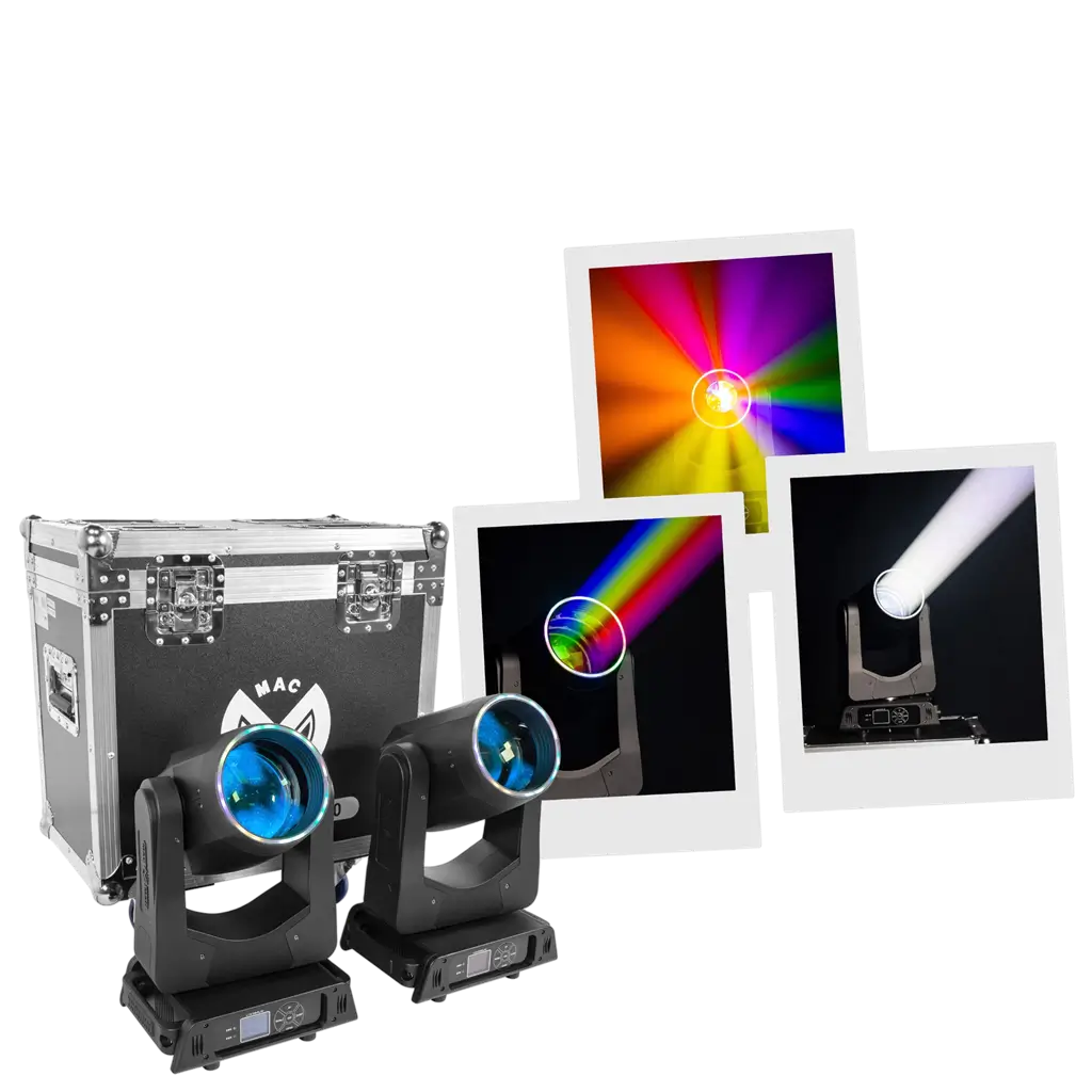 Set van 2 Beam LED-lyres van 200 W met flightcase – Mac Mah