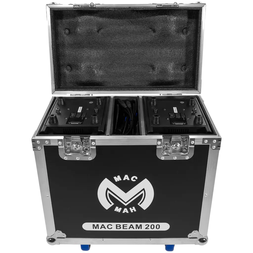 Set van 2 Beam LED-lyres van 200 W met flightcase – Mac Mah