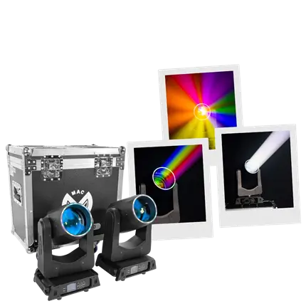 Set van 2 Beam LED-lyres van 200 W met flightcase – Mac Mah