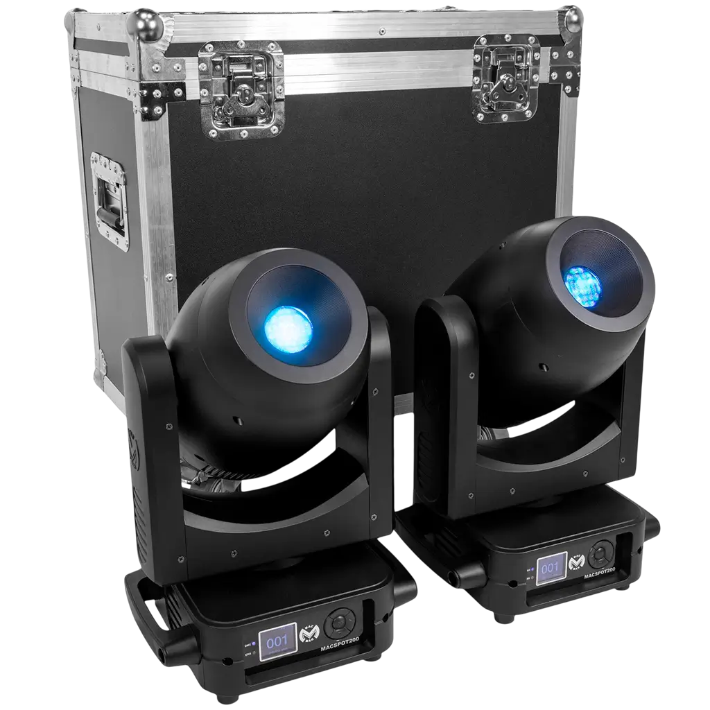 Set van 2 LED-spotlampen van 200 W met flightcase – Mac Mah