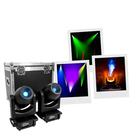 Set van 2 LED-spotlampen van 200 W met flightcase – Mac Mah