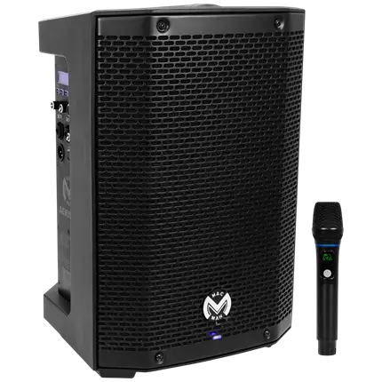 Draagbare, actieve luidspreker van 150 W RMS met 8-luidspreker, op batterijen, met UHF-microfoon – Mac Mah