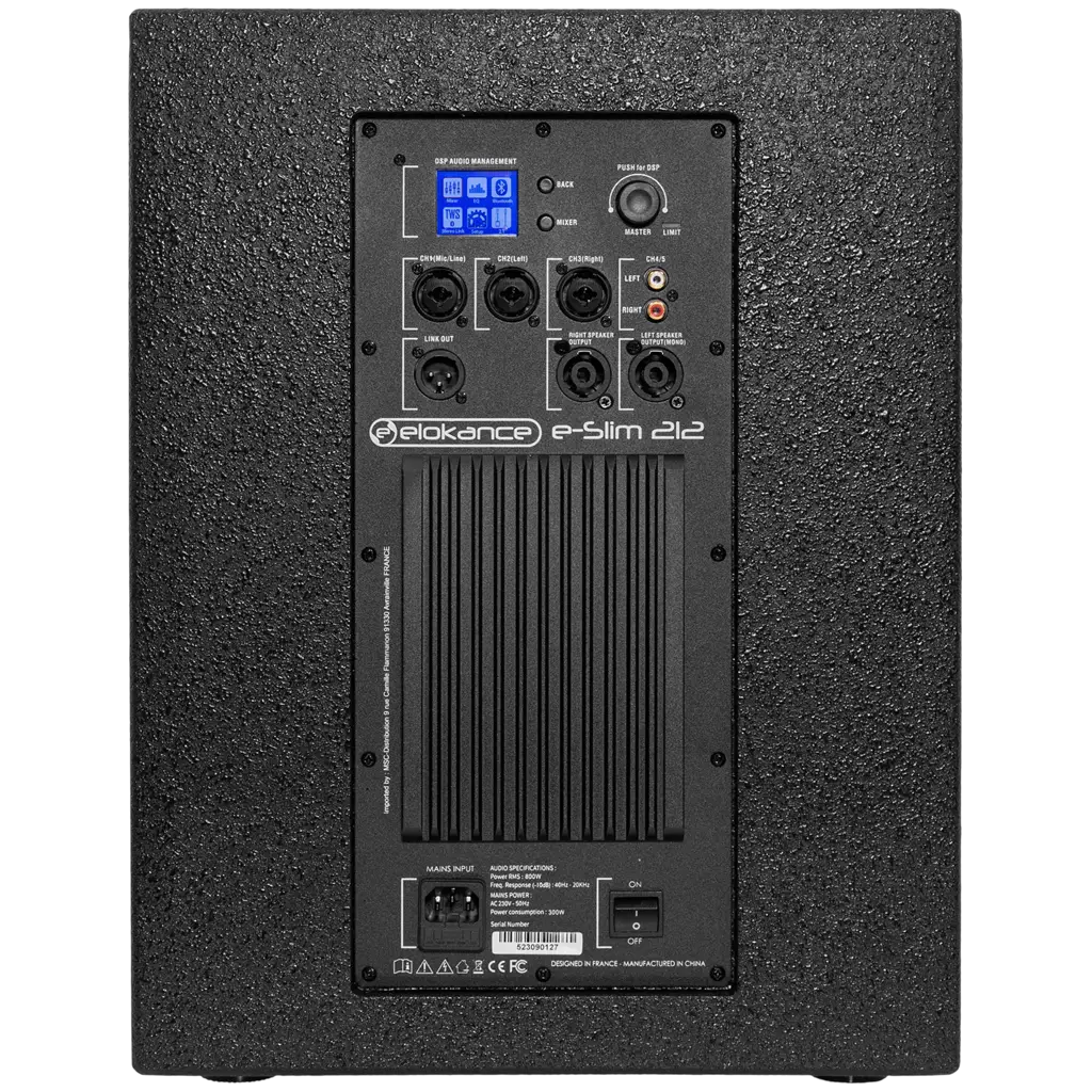 Actief 2-weg kolomsysteem van 800 W RMS met 12"-subwoofer – Elokance