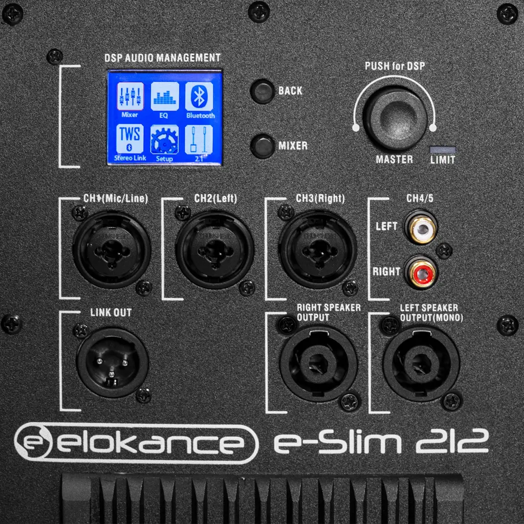 Actief 2-weg kolomsysteem van 800 W RMS met 12"-subwoofer – Elokance
