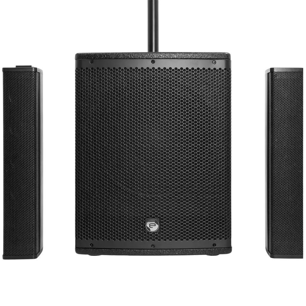 Actief 2-weg kolomsysteem van 800 W RMS met 12"-subwoofer – Elokance