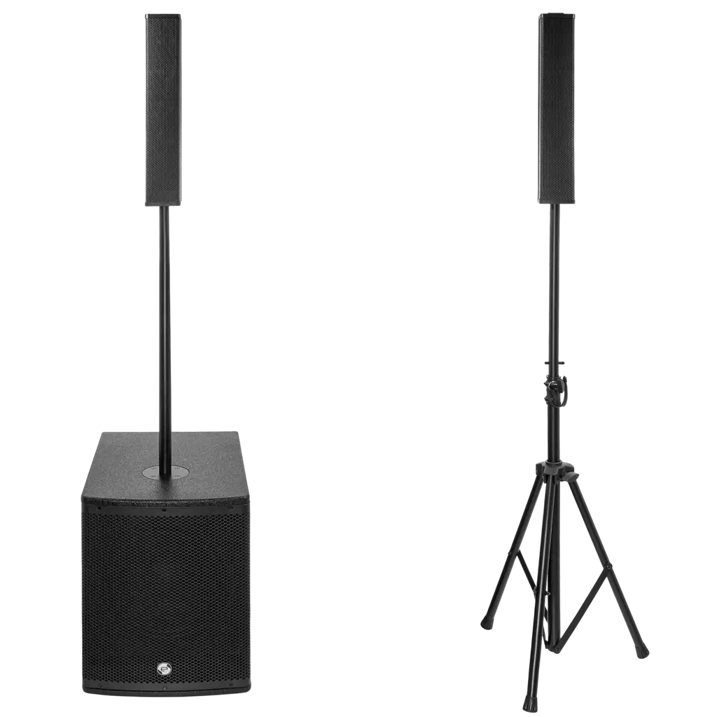Actief 2-weg kolomsysteem van 800 W RMS met 12"-subwoofer – Elokance