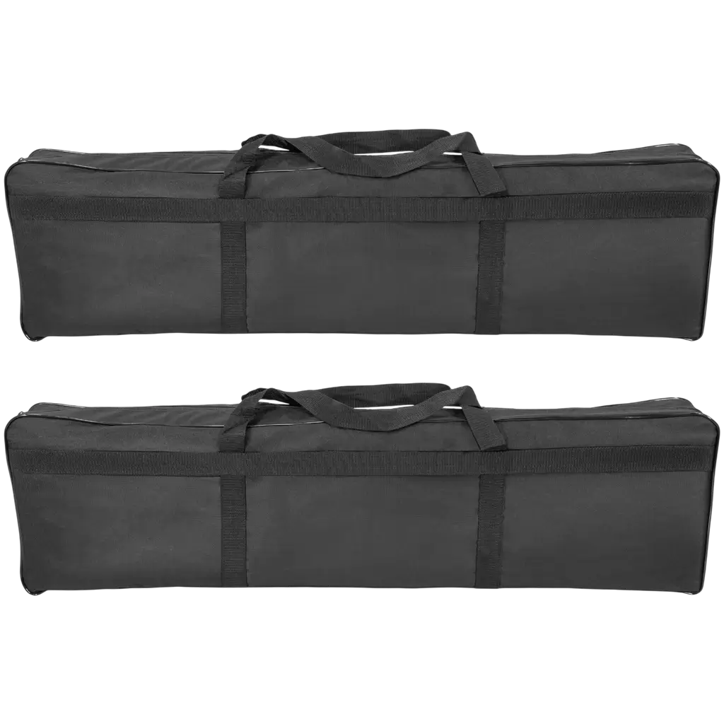 Set van 2 uitschuifbare totems (106 tot 195 cm) met zwarte lycra-bekleding en flightcase – Plugger