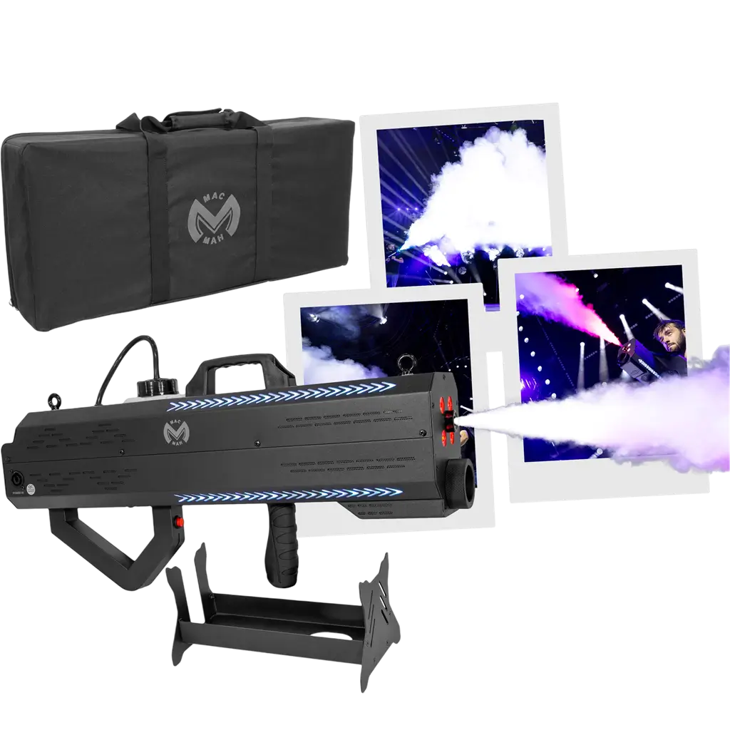 Draagbare rookmachine van 1500 W op accu met RGB-LED’s – Mac Mah