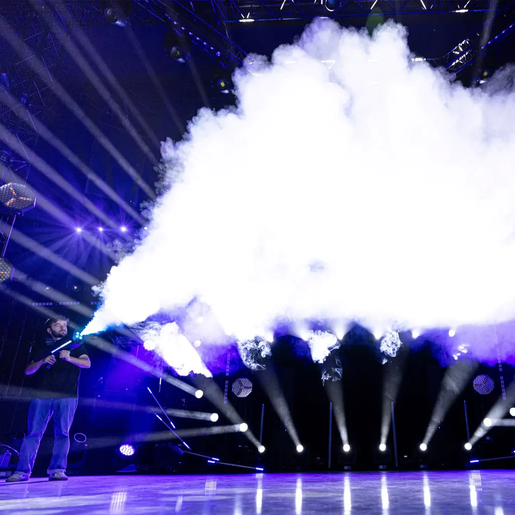 Draagbare rookmachine van 1500 W op accu met RGB-LED’s – Mac Mah