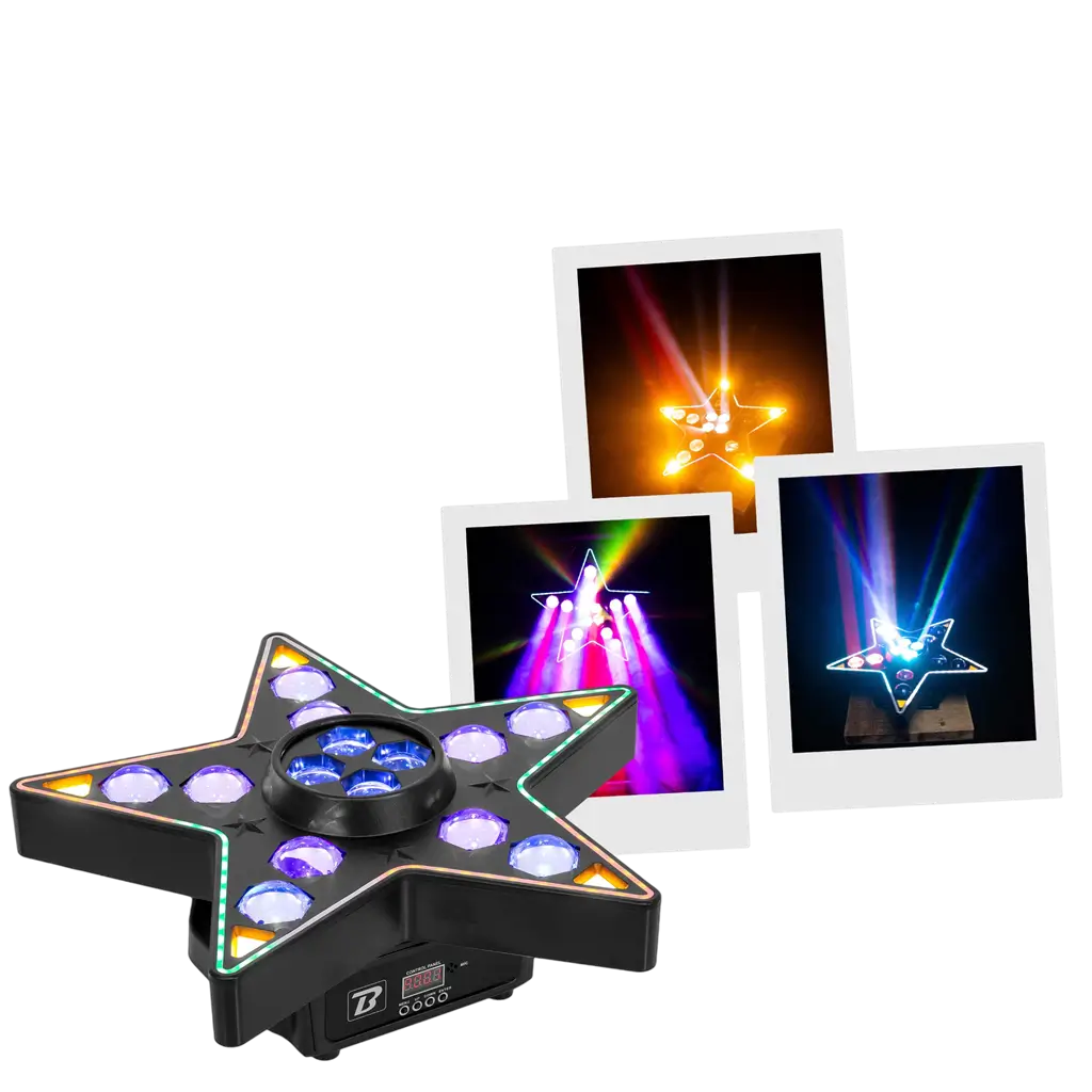 3-in-1 LED-lichtset met Beam, B-Eye en stroboscoop – BoomToneDJ