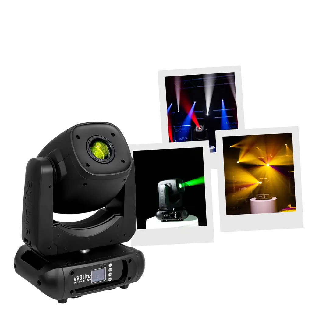 LED-spotarmatuur 200 W met hoge lichtopbrengst, gobo’s en gemotoriseerde focus – Evolite